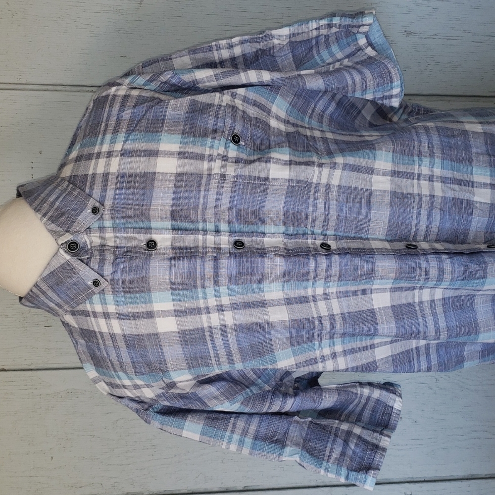 Weatherproof Plaid Button Down Short Sleeve Shirt
